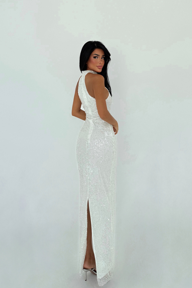 Beyaz Shion Payetli Elbise ATE-3315