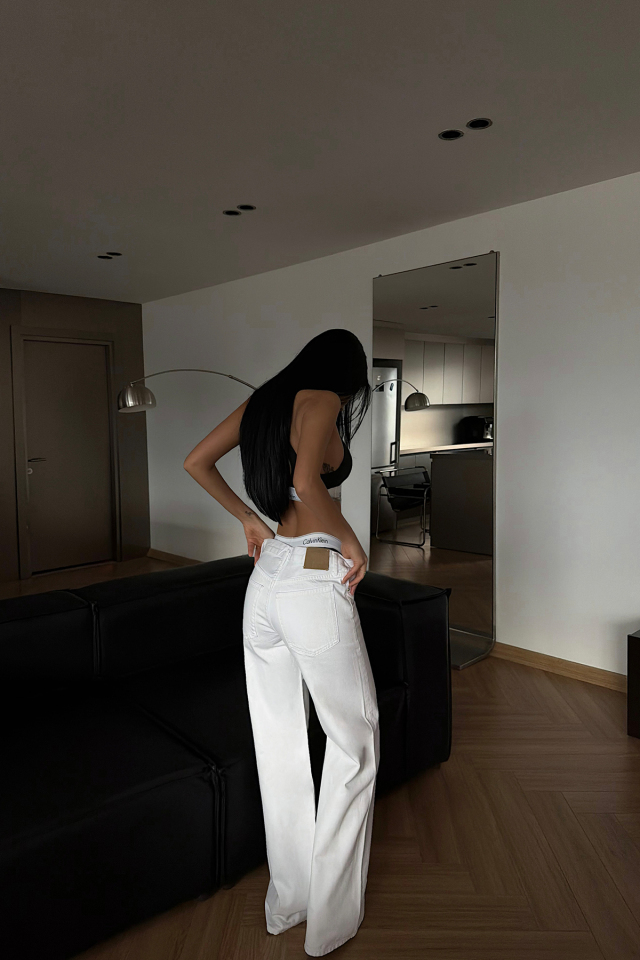 Beyaz Yüksek Bel Jean ATE-4680