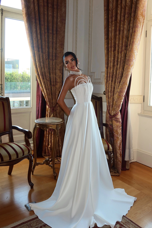 Beyaz Alivia Uzun Abiye ATE-3273
