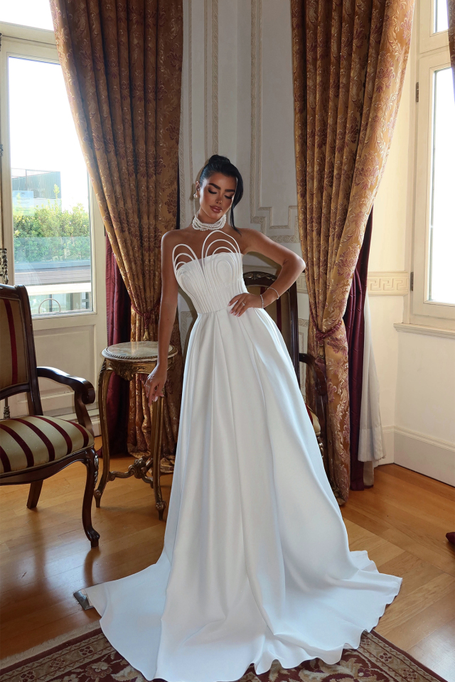 Beyaz Alivia Uzun Abiye ATE-3273