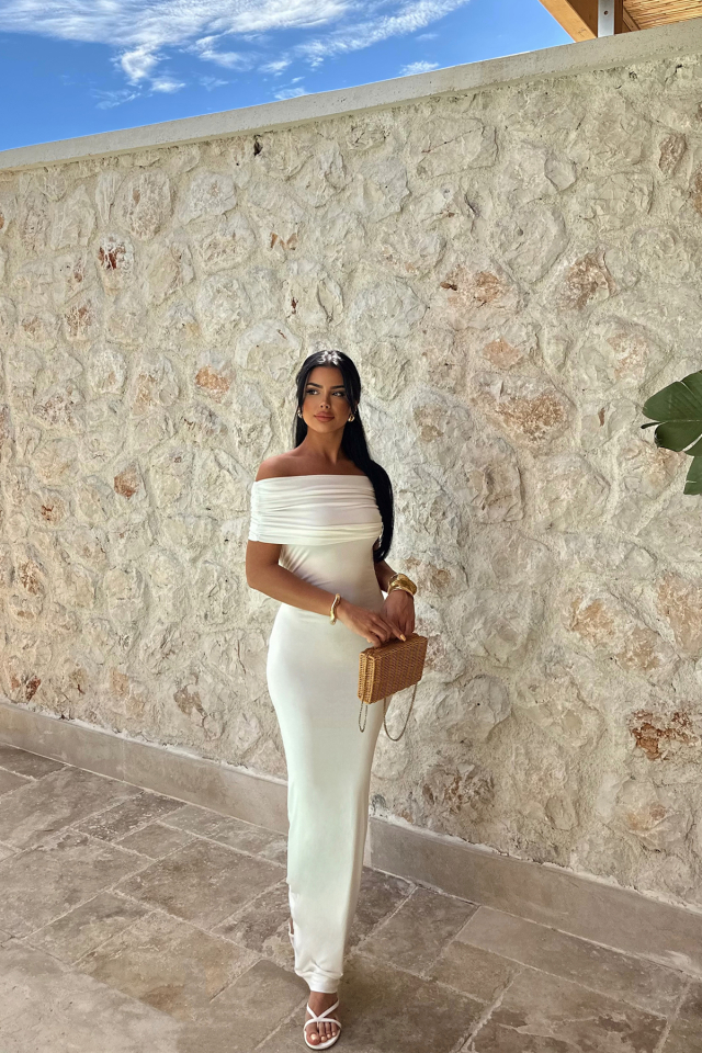 Beyaz Brunella Sırt Detaylı Elbise ATE-0984