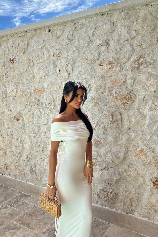 Beyaz Brunella Sırt Detaylı Elbise ATE-0984