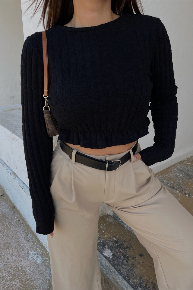 Black Knitwear Sweater ATE2040