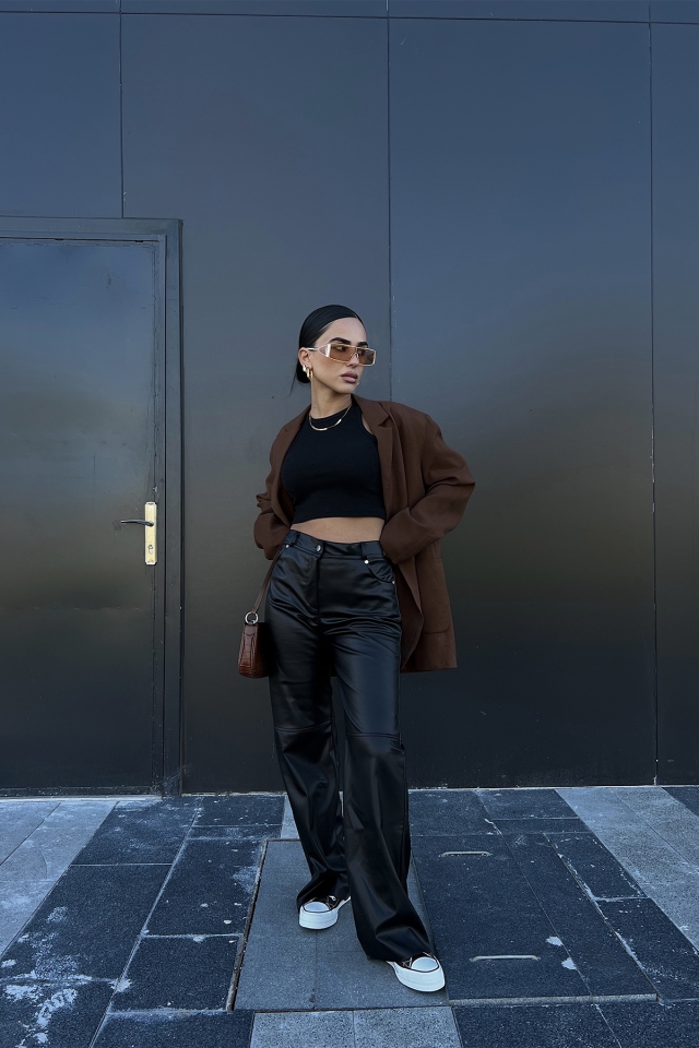 Black Leather Pants ATE2180
