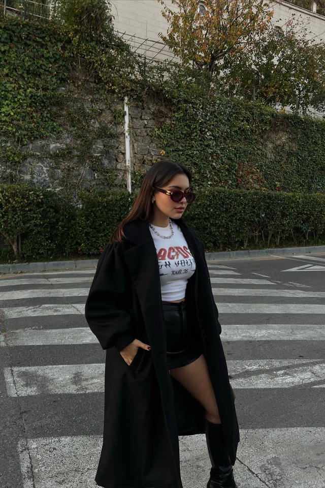 Black Oversize Cachet Coat ATE2499
