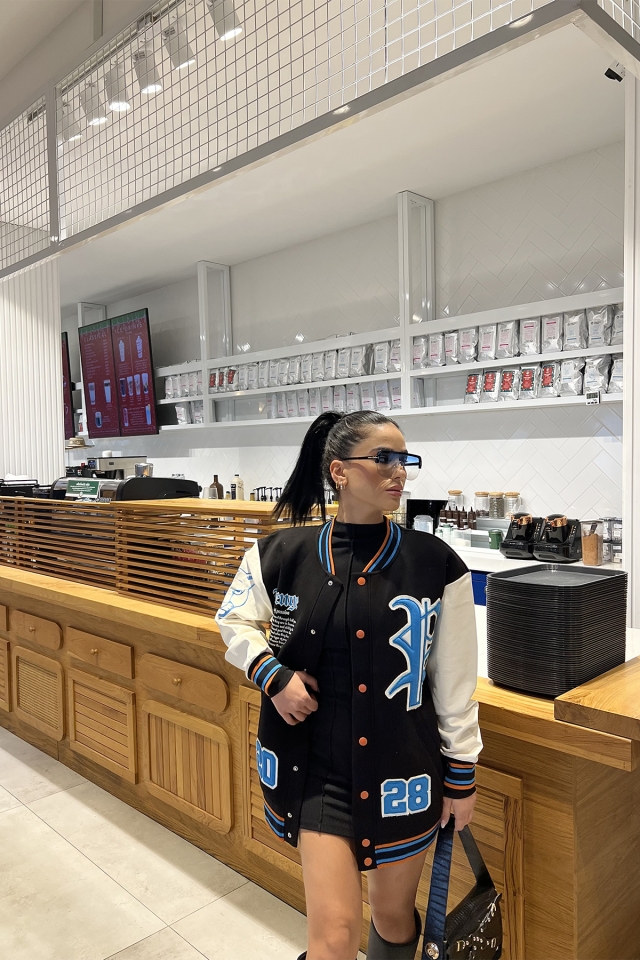 Black Printed College Jacket ATE2962