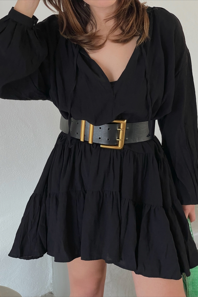 Black Mini Dress ATE1249 - Thumbnail
