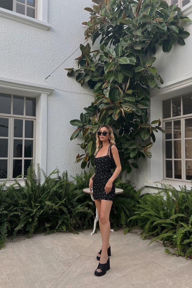 Black Star Pattern Mini Dress ATE1620