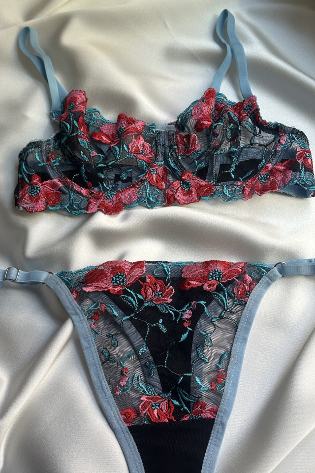 Blue Flower Detail Underwear ATE-1679