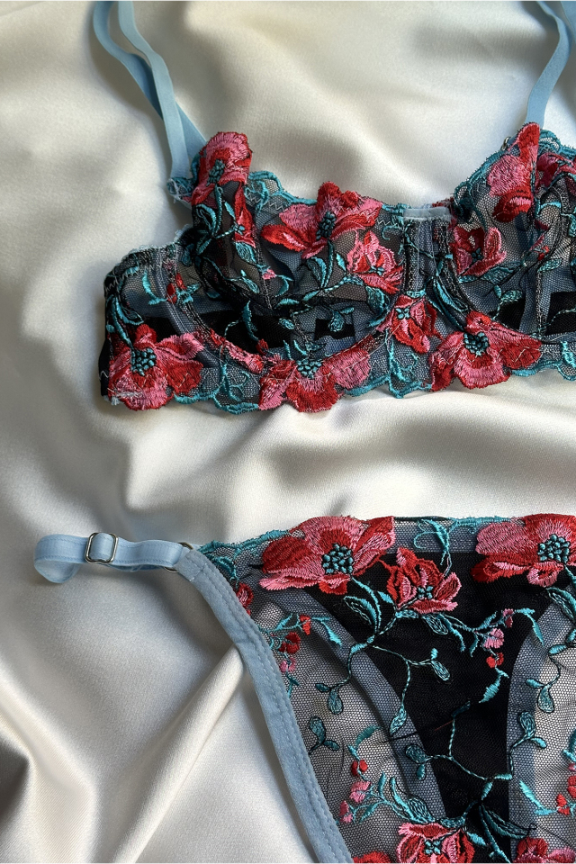 Blue Flower Detail Underwear ATE-1679
