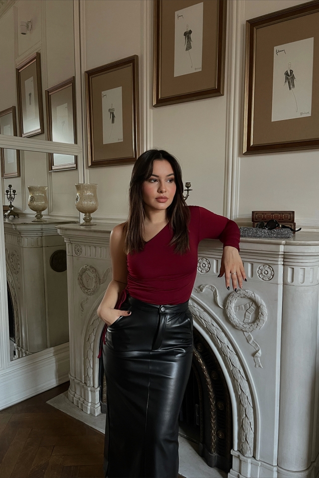 Bordo Bağlamalı Bodysuit ATE3022