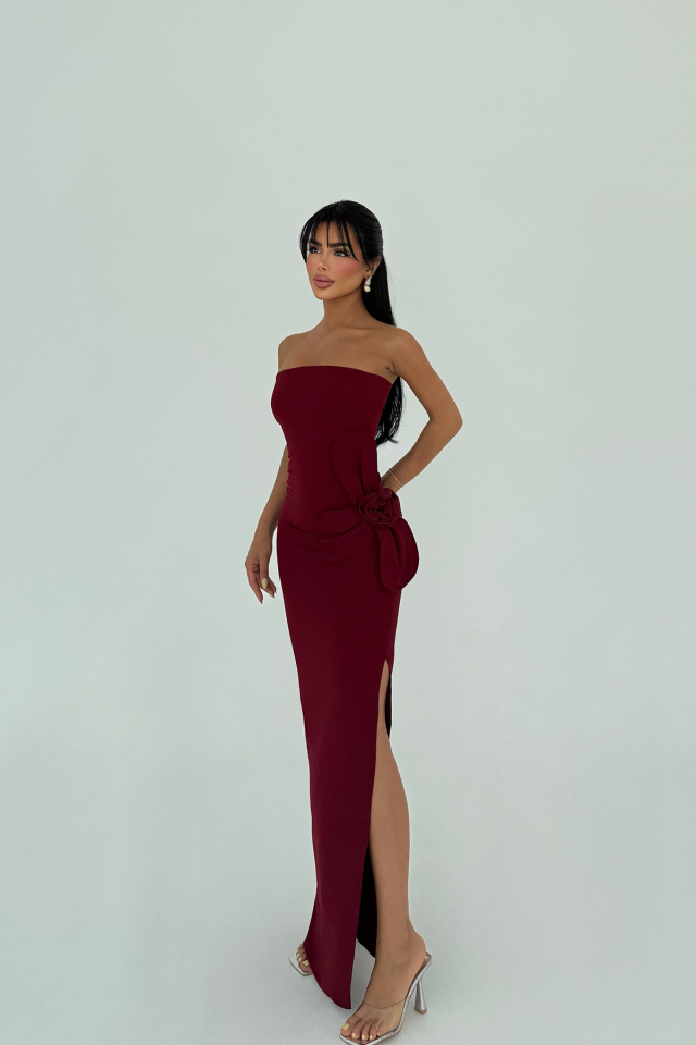 Bordo Daysi Straplez Elbise ATE-2925