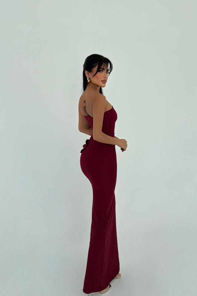 Bordo Daysi Straplez Elbise ATE-2925