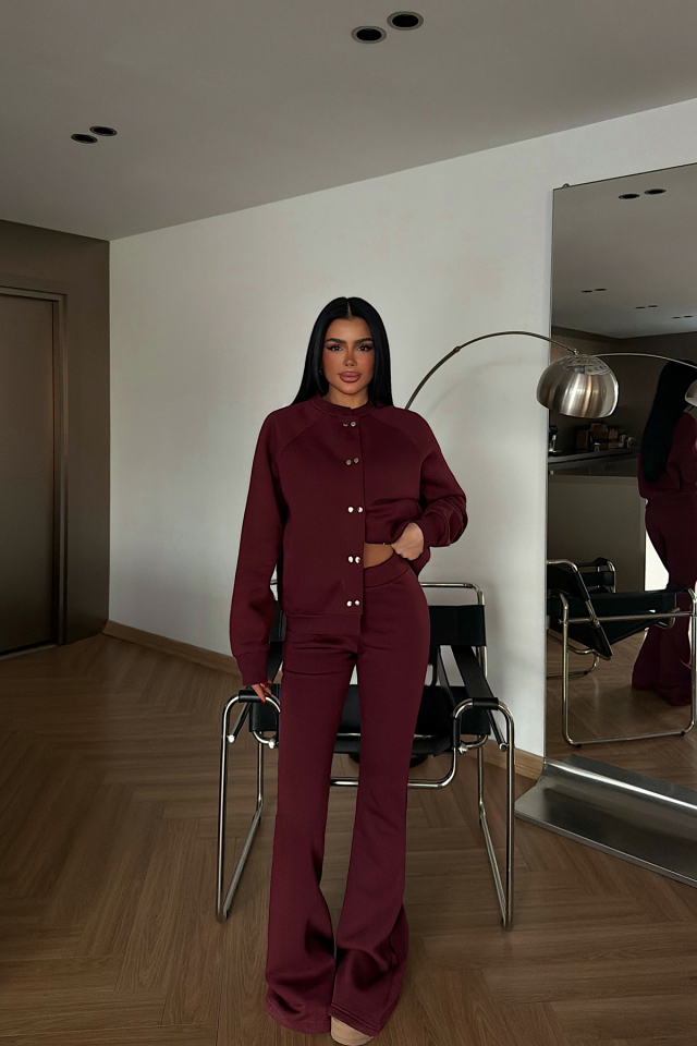 Bordo Perdita eşofman takımı ATE-4289