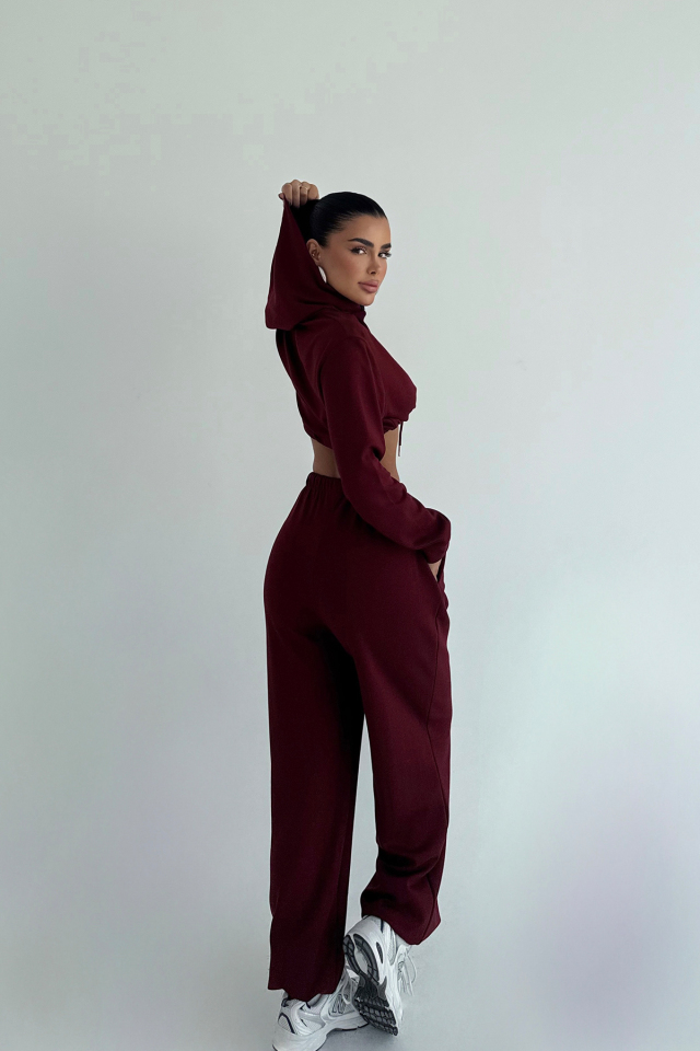 Bordo Farhi Bağlamalı Eşofman Takımı ATE-2333