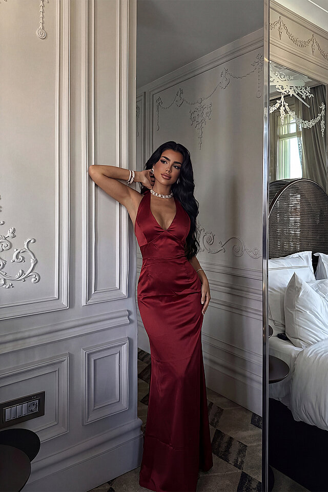 Bordo Sartoria Uzun Elbise