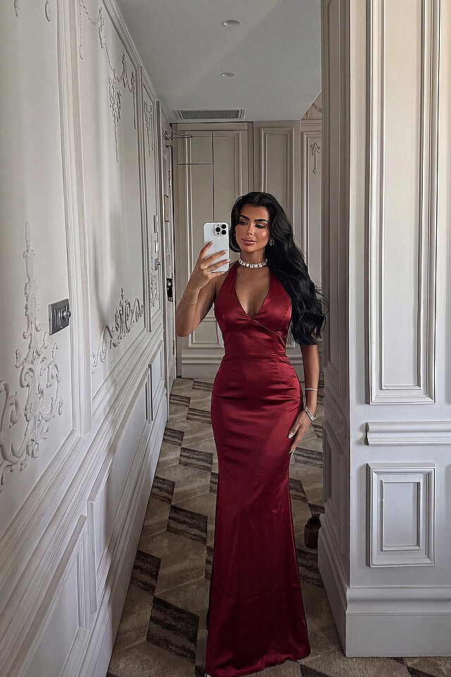 Bordo Sartoria Uzun Elbise