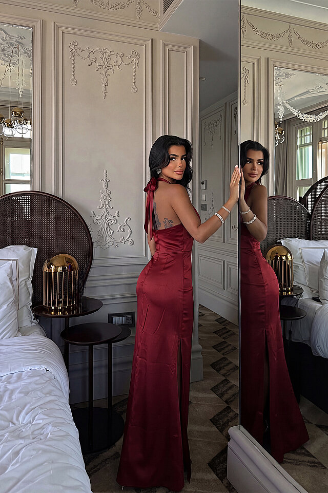 Bordo Sartoria Uzun Elbise