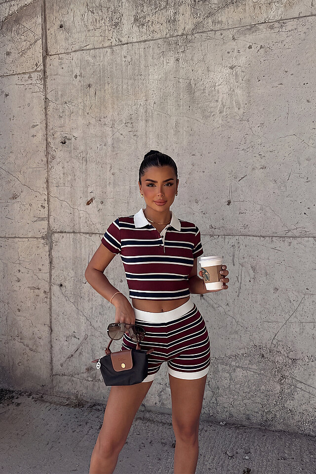 Bordo Şortlu Takım