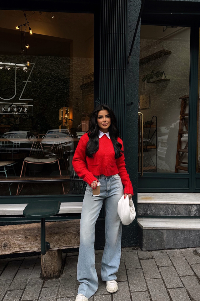 Buz Mavisi Yüksek Bel Pantolon ATE-0884 - EYYO