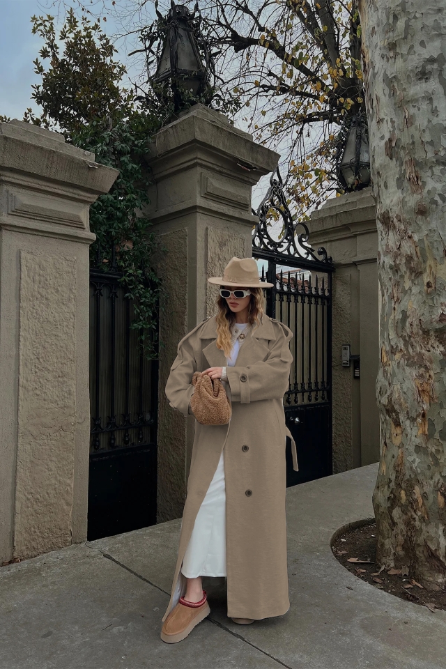 Camel Oversize Kaşe Kaban ATE3736