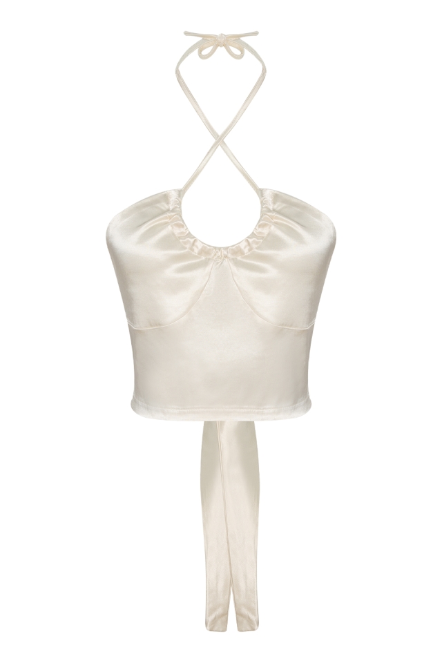Nicia Beyaz  Crop Top EY442 (1)