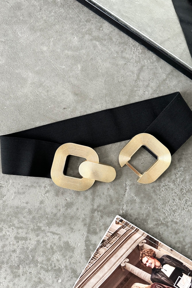 Çizgili Gold Lastik Kemer KMR18