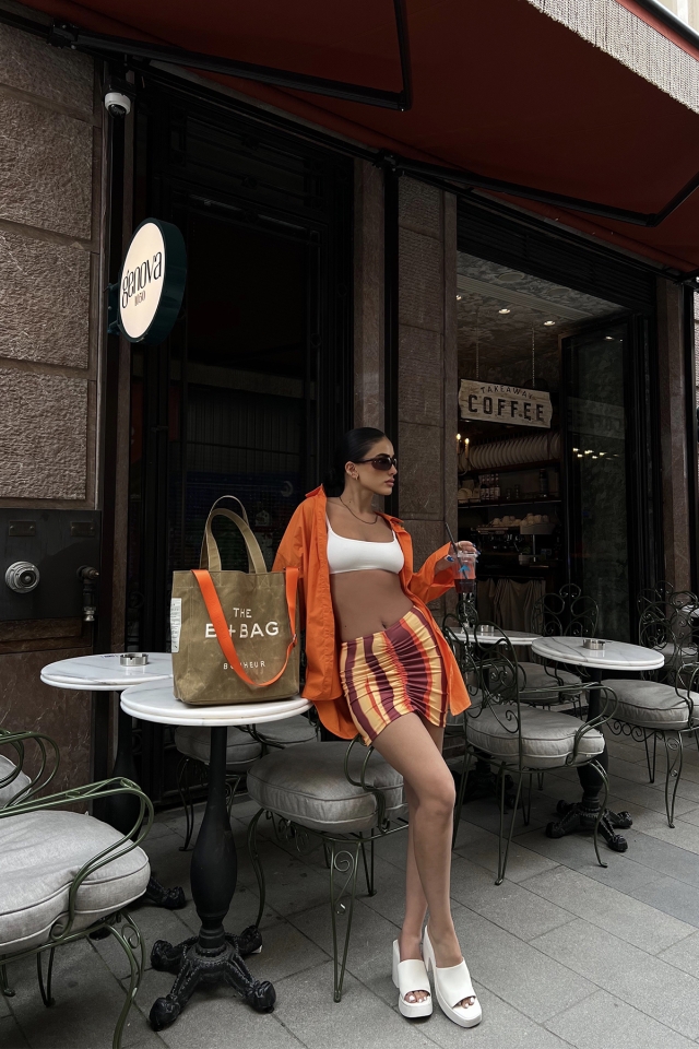 Çok Renkli Büzgülü Mini Etek ATE6713