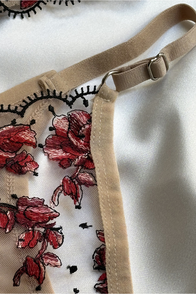 Cream Flower Detail Underwear ATE-1673