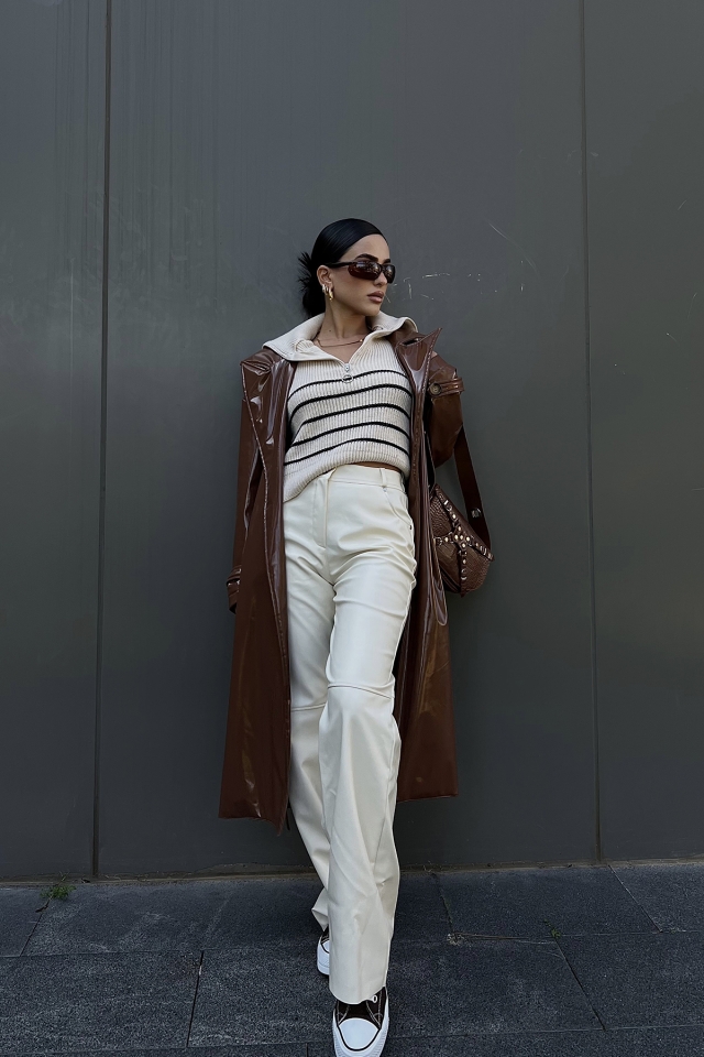 Cream Leather Pants ATE2210