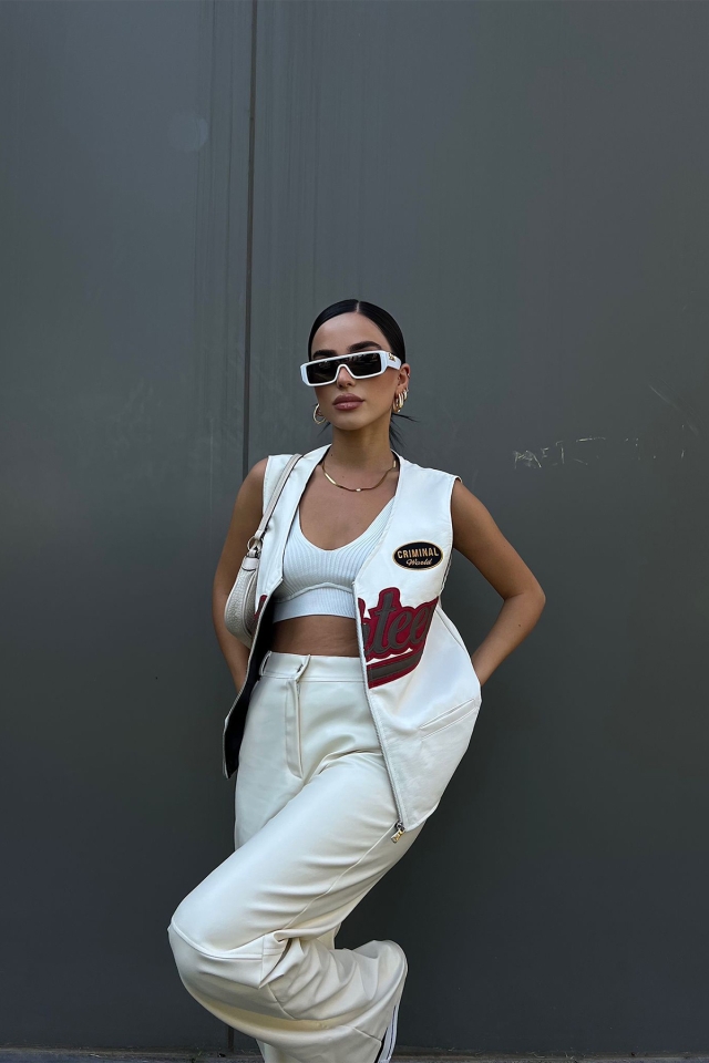 Cream Leather Pants ATE2210