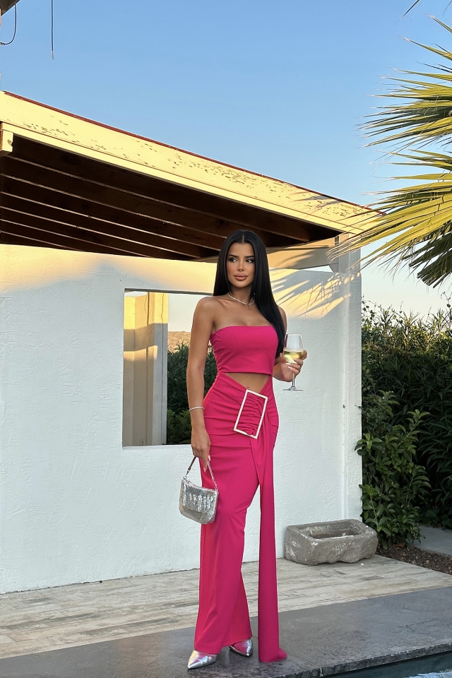 Diana Fuşya Taş Detay Elbise ATE7914