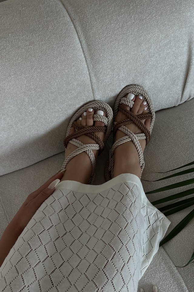 Double Color Wicker Sandals ATEL37