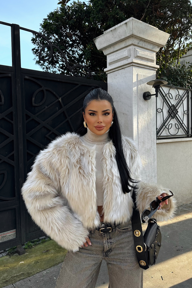 Ekru Ruby Kısa Kürk ATE-0684 - EYYO