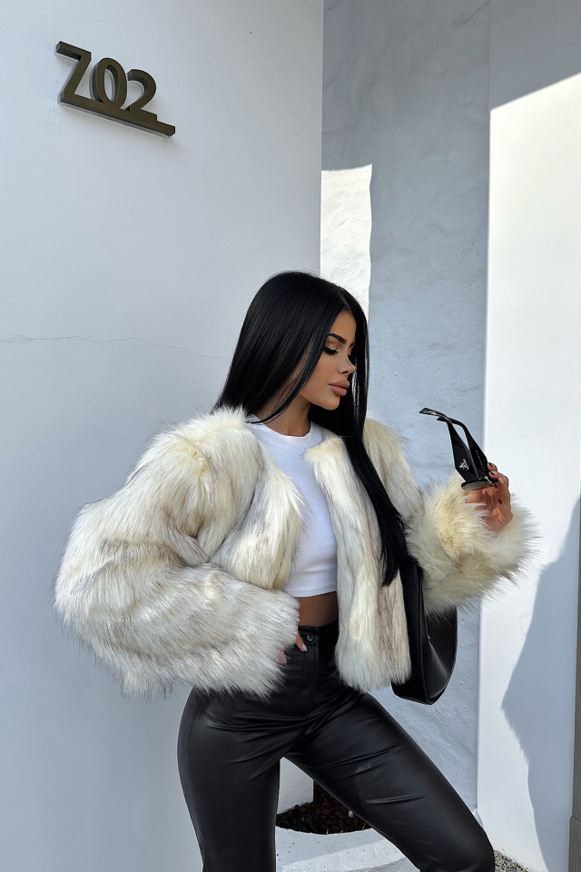 Ekru VANESSA Kısa Kürk ATE-0420