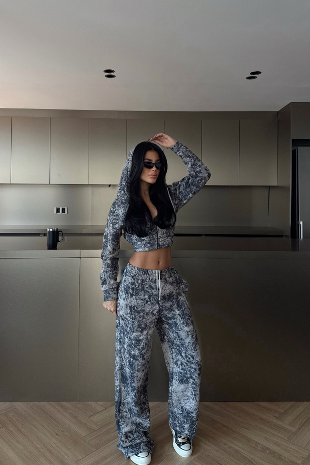 Füme Joelle Desenli Eşofman Takım ATE-3641