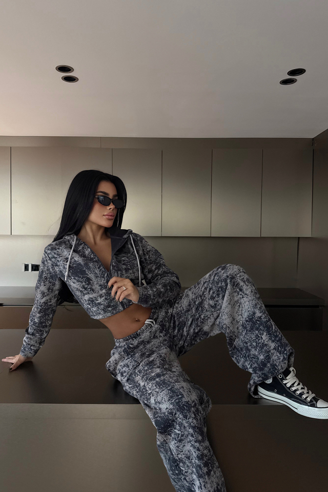 Füme Joelle Desenli Eşofman Takım ATE-3641