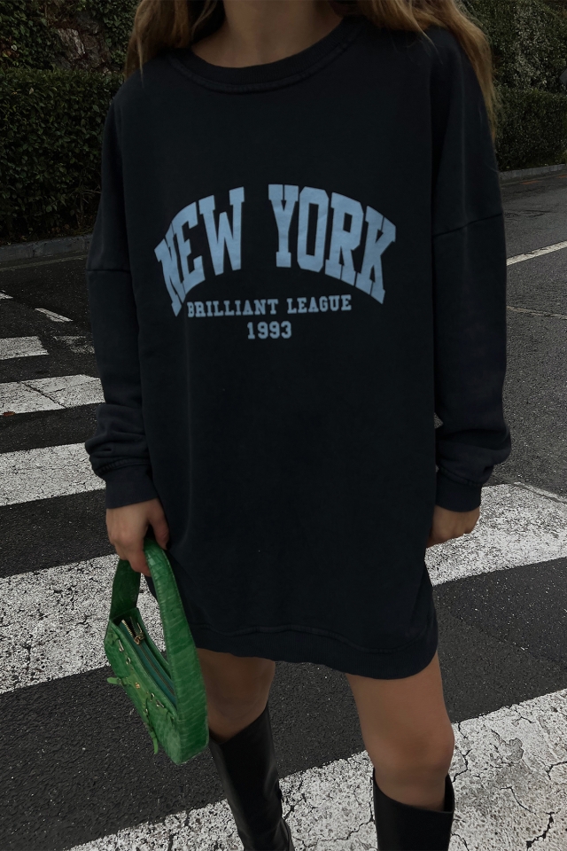 Füme New York Baskılı Sweat ATE2929