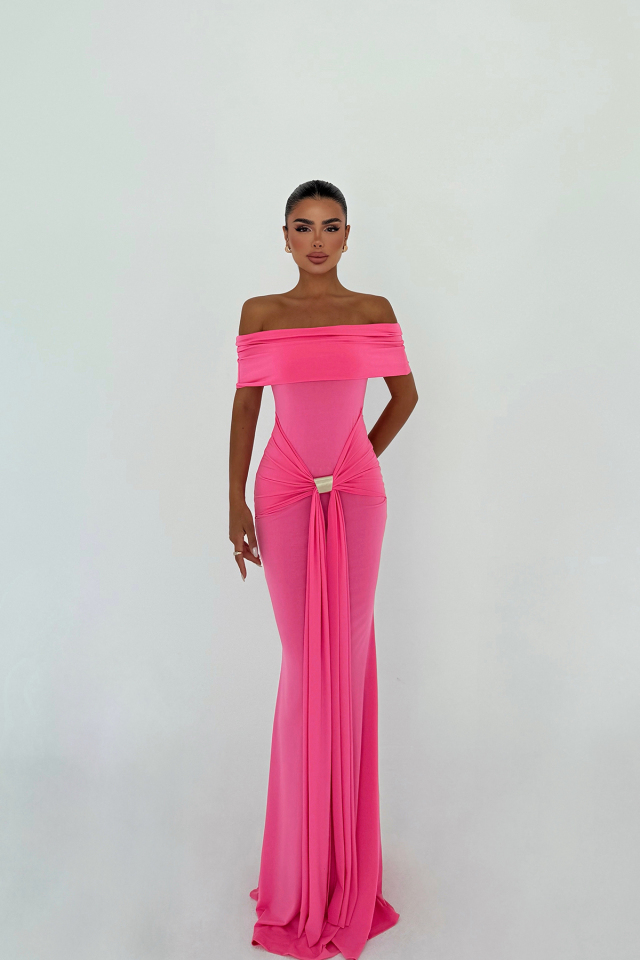 Fuşya Allayia Uzun Elbise ATE-3079 - EYYO