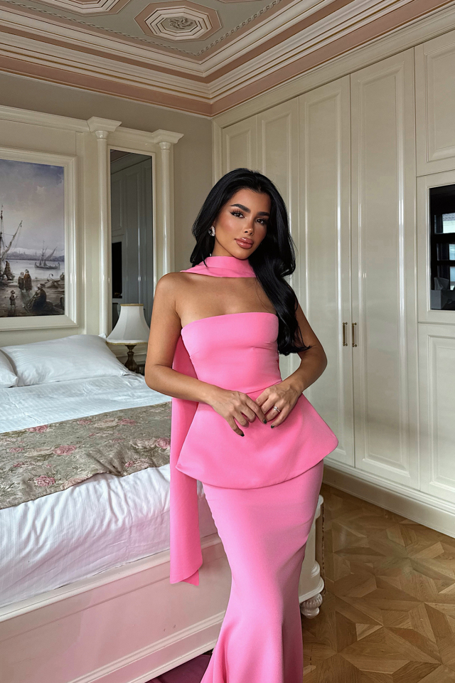 Benedita Uzun Fularlı Elbise ATE-3521