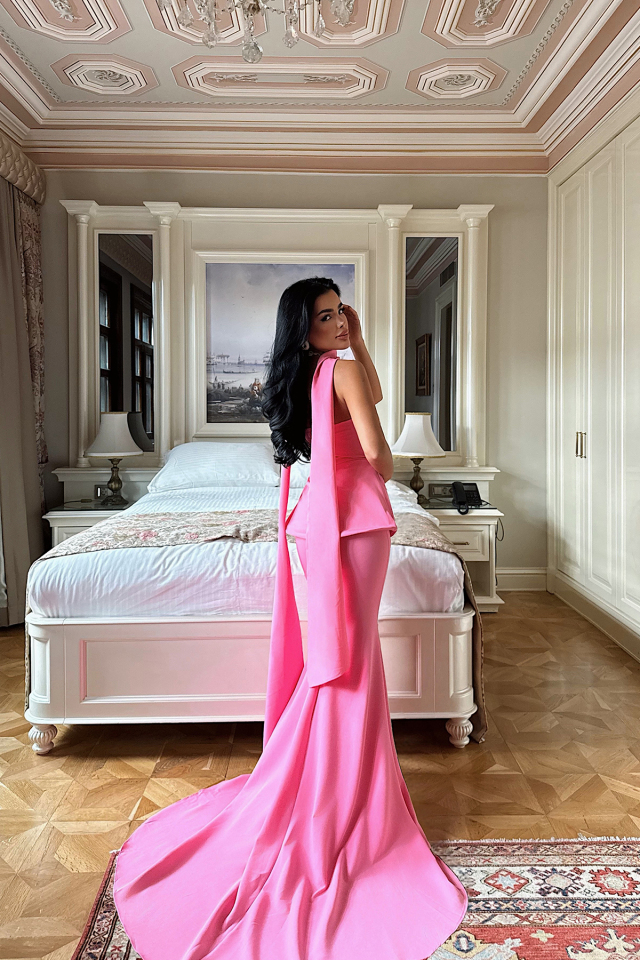 Benedita Uzun Fularlı Elbise ATE-3521