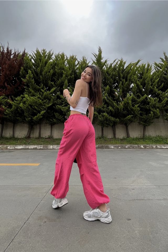 Fuşya Bağlamalı Pantolon ATE6694