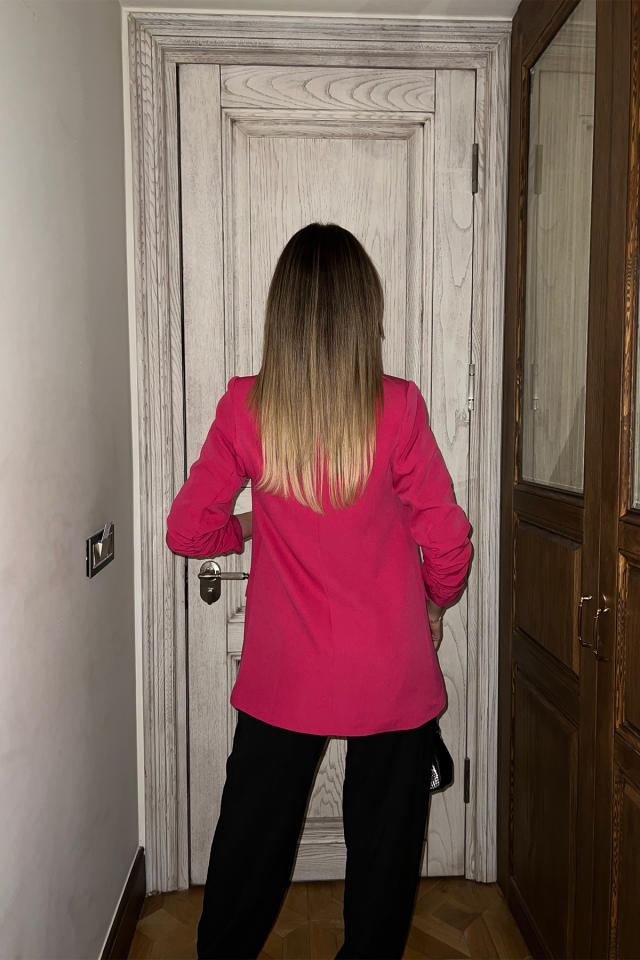 Fuşya Blazer Kruvaze Yaka Ceket ATE4276
