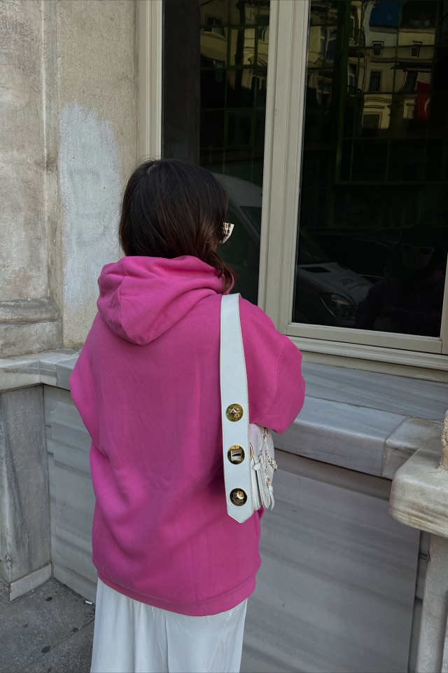 Fuşya Kapşonlu Basic Sweat ATE2337