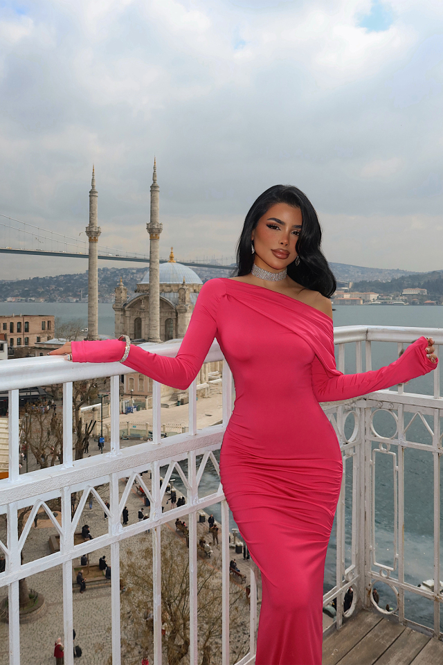Fuşya Eywa Uzun Elbise