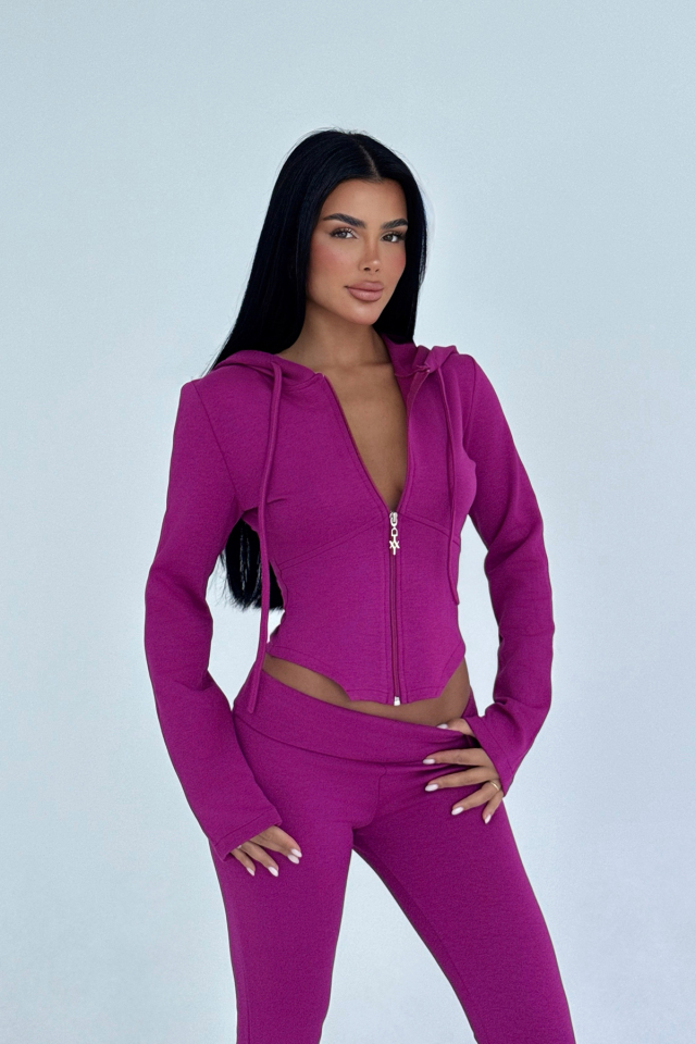 Fuşya Pointelle Tracksuit Takım ATE-3537