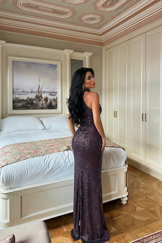 Fuşya Shion Payetli Elbise ATE-3657