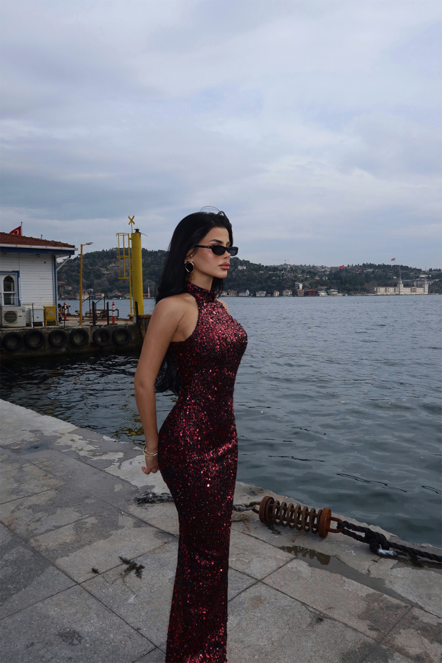 Fuşya Shion Payetli Elbise
