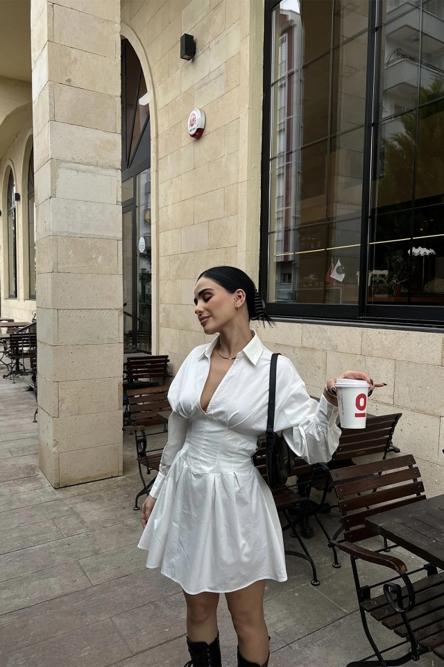 Gömlek Yaka Mini Elbise ATE4256 - EYYO