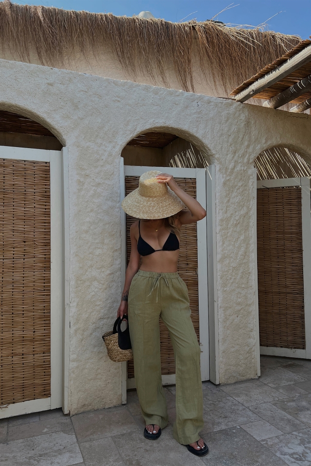 Green Linen Pants ATE1769